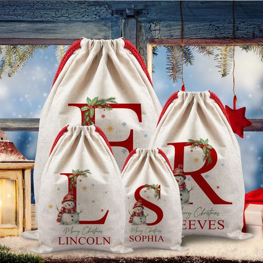 Personalised Christmas Santa Sack, Custom Name & Initial Santa Sack, Merry Christmas Bag,Christmas Gift,Christmas Toy Sack,Xmas Gifts