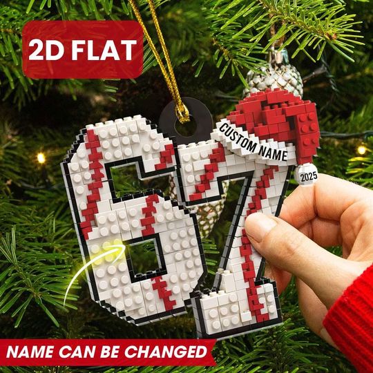 Discover Personalized 6 7 White Baseball Brick Ornament, Custom Name Sports Meme Christmas Gift, Lego Style White Ball Look Acrylic 2025