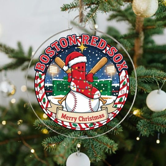 Personalized Boston Red Sox Acrylic Christmas Ornament, Ornament Custom