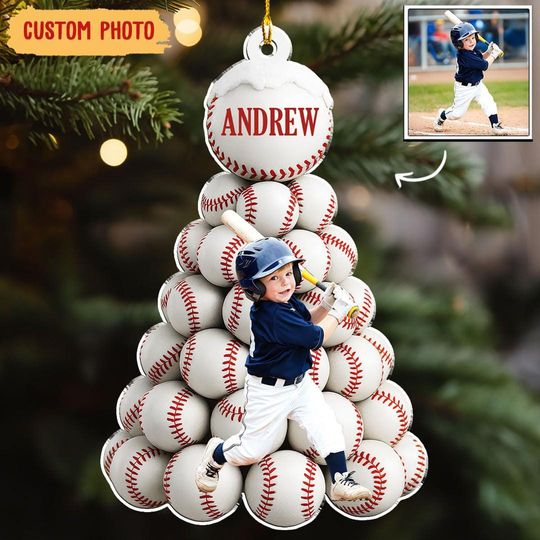 Discover Twinkle Baseball Pinetree Custom Acrylic Ornament  Personalized Baseball Christmas Decoration for Players, Coaches, and Fans