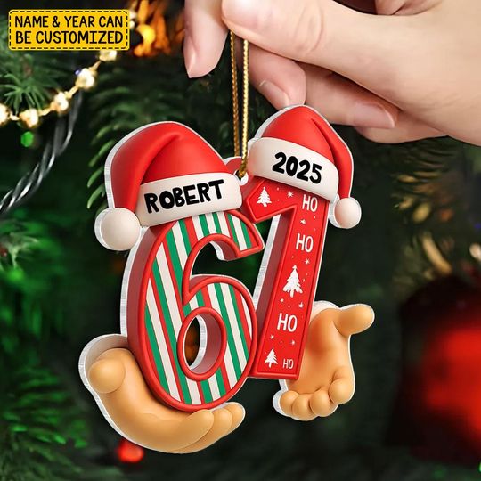Discover 3D Effect 67 Six Seven 2025 Slang Signature Christmas Pattern - Personalized Acrylic Ornament - Funny Christmas Gift For Teen, Grandkid