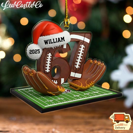 Discover Custom Name 67 Sport Ornament, Soccer Baseball Volleyball Basketball Ornament, Acrylic Funny Slang 67 Ornament, Six Seven Gen Alpha Humor