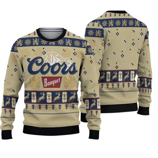 CCOORS Banquet Christmas Sweater - Cozy Holiday Beer Themed Sweater for Festive Celebrations