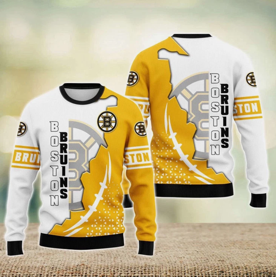 Discover Bruins Hockey Team Ugly Christmas Sweater, Hockey Unisex Christmas Gift