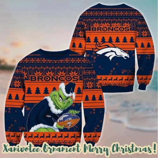 Broncos x funny character Pattern Christmas Ugly Sweater Gift For Christmas