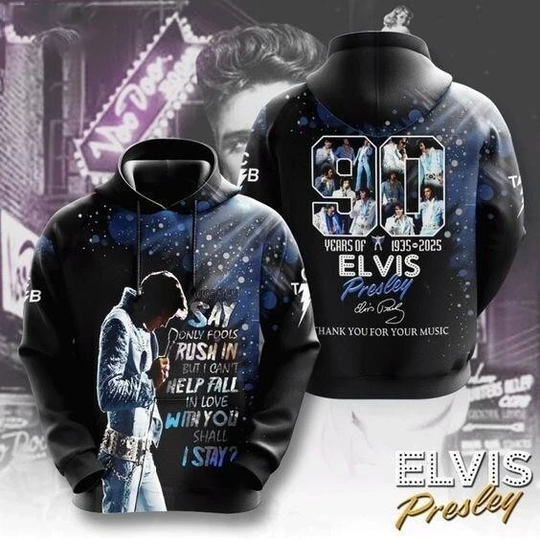 Discover Elvis Presley 90 Year 1935-2025 Signature 3D Hoodie