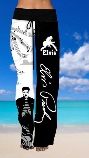 Elvis Presley Women's Leg Trousers, Elvis Merch Pants, Gifts For Elvis Fans, King Of Rock N Roll Pajamas Pants