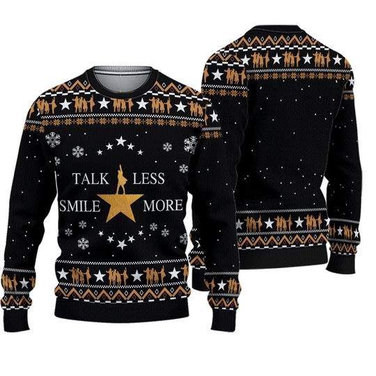 Alexander Hamilton Ugly Christmas Sweater, Talk Less Smile More Sweater