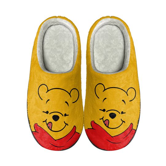 Disneyland Winnie The Pooh Slippers, Pooh Bear Face Family Matching Slippers, Winnie The Pooh Disneyworld Outfit, Comfortable House Shoes