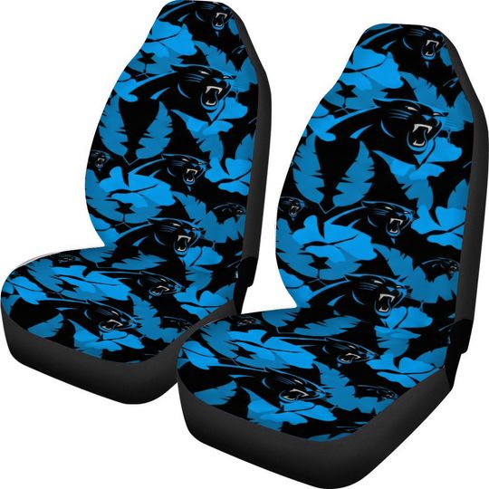 2pcs Carolina Panthers Elastic Car Seat Covers Hawaii Style Print Seat Cover