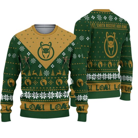 King Loki Christmas Ugly Sweater, Superhero Christmas Sweatshirt, Loki Ugly Sweater, Avengers Christmas Shirt, Family Christmas Sweatshirt