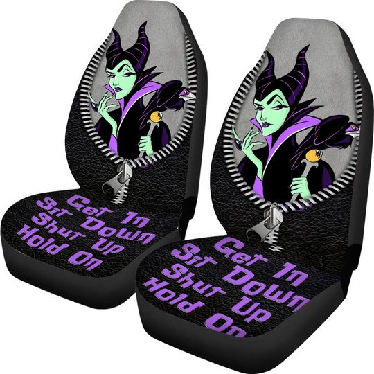 Maleficent Car Seat Covers, Villain Disney Car Decor, Get In Sit Down Shut Up Hold On Seat Protector, Halloween Gift for Disney Fans