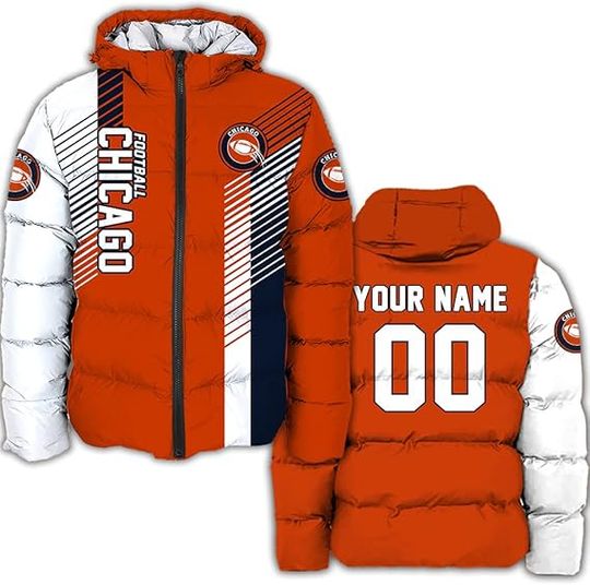 Football Chicago Bears Custom Your Own Puffer Jackets Personalized Any Sport Name Number Jacket