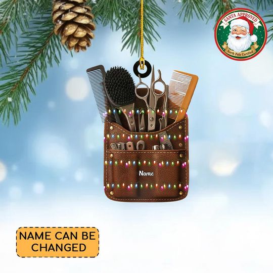 Discover Personalized Barbers Toolkit Christmas Ornament, Hair Tools Kit Ornament, Hair Salon Ornament, Hairstylist Lovers Ornament NN1-1028