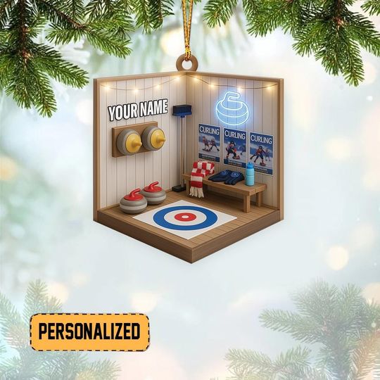 Discover Personalized Curling Christmas Ornament, Curling Studio Ornament, Curling Locker Room Decor, Curling Athletes, Curling Gear TD-1112-2PIL