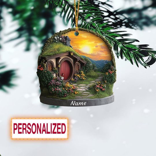 Discover Personalized Cozy Round Cottage Door Christmas Ornament, Fantasy House Front Door Ornament, Storybook Fairy Cottage Ornament TD-0828-YIM4