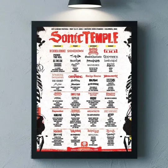 Sonic Temple Festival 2026 Vertical Poster, Columbus Ohio, Crew Stadium