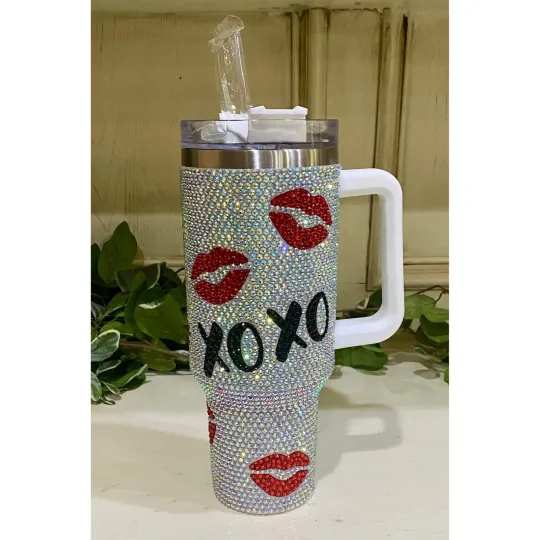 Discover XOXO Kiss Rhinestone Tumbler 40oz, XOXO Bling Tumbler, Gift For Her Gift For Him