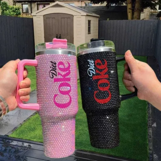 Discover Diet Coke Rhinestone Tumbler 40oz, Diet Coke Bling Tumbler, Diet Soft Drink Cup