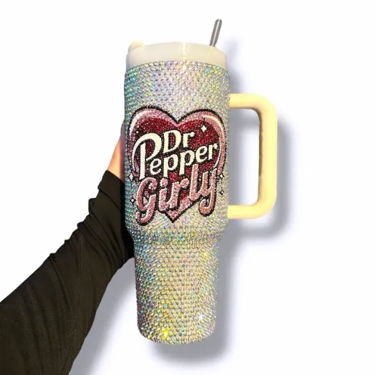 Discover Personalized Dr Pepper Girly Rhinestone Tumbler 40oz, Custom Dr Pepper Tumbler