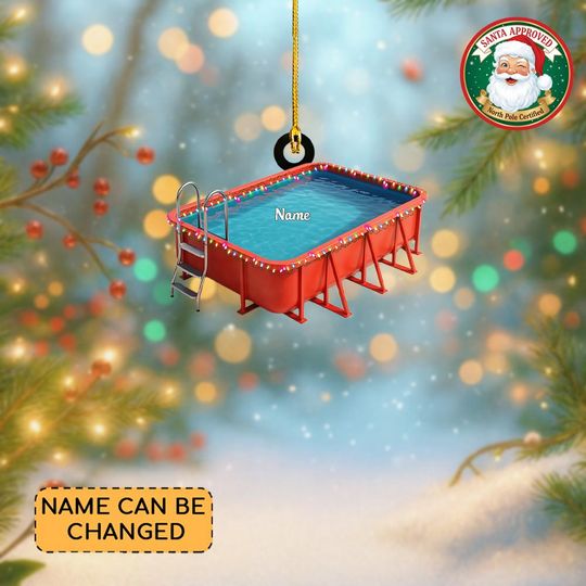 Discover Personalized Swimming Pool Christmas Ornament, Inflatable Pool Ornament, Swimming Lovers Ornament Gift, Swimmer Ornament Gift