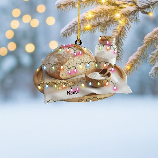 Personalized Sourdough Starter Jar Christmas Ornament, Sourdough Bread Ornament, Sourdough Ornament Gift, Baking Lovers Ornament