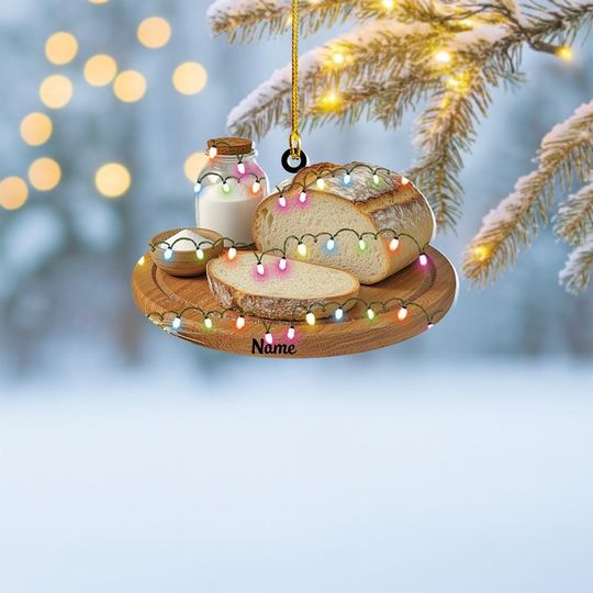 Personalized Sourdough Starter Jar Christmas Ornament, Sourdough Bread Ornament, Sourdough Ornament Gift, Baking Lovers Ornament