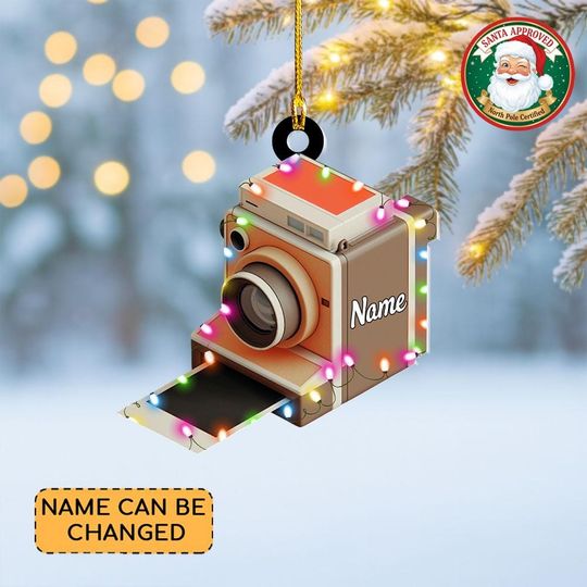 Discover Personalized Polaroid Camera Christmas Ornament, Vintage Camera Ornament Gift, Vintage Camera Hanging Decor, Photograph Ornament
