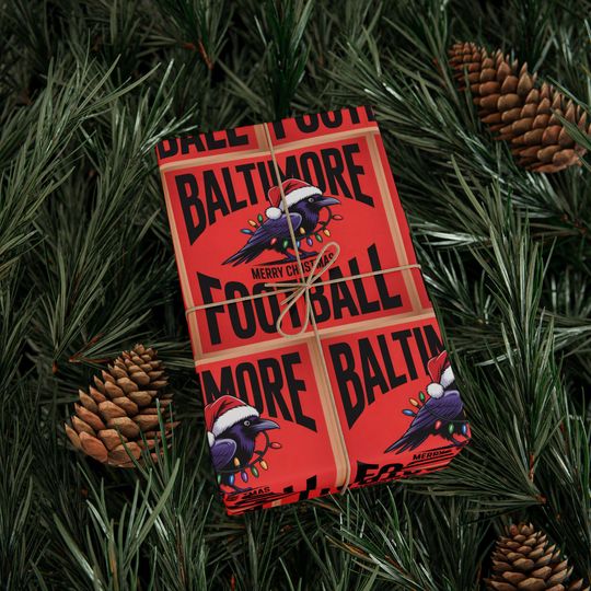 Discover Baltimore Football Merry Christmas Sports Gift Wrap, Holiday Present Wrap, Christmas Gift Wrap, Gift Packaging