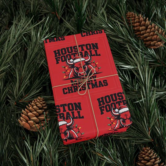 Discover Houston Football Merry Christmas Sports Gift Wrap, Holiday Present Wrap, Christmas Gift Wrap, Gift Packaging