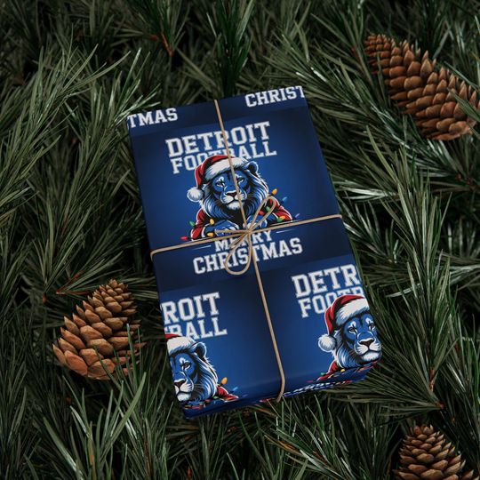 Discover Detroit Football Merry Christmas Sports Gift Wrap, Holiday Present Wrap, Christmas Gift Wrap, Gift Packaging