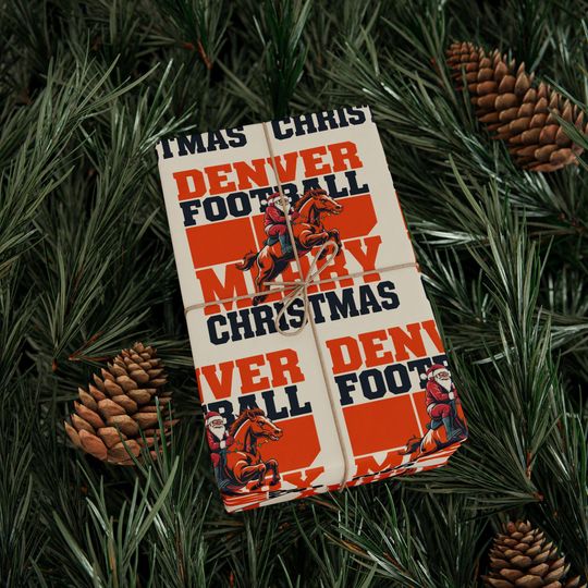 Discover Denver Football Merry Christmas Sports Gift Wrap, Holiday Present Wrap, Christmas Gift Wrap, Gift Packaging