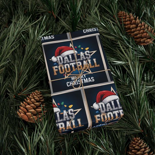 Discover Dallas Football Merry Christmas Sports Gift Wrap, Holiday Present Wrap, Christmas Gift Wrap, Gift Packaging