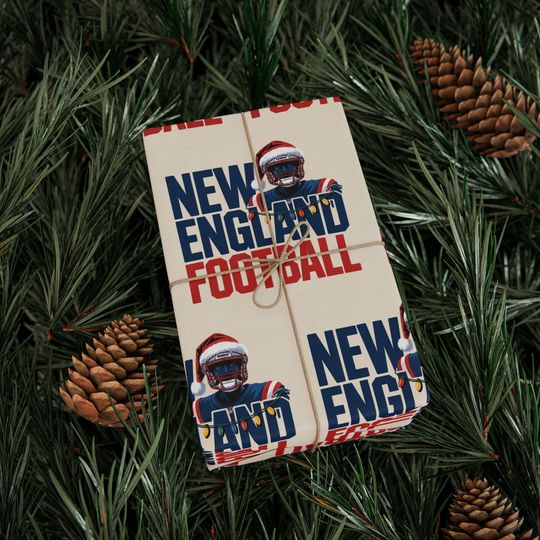 Discover New England Football Merry Christmas Sports Gift Wrap, Holiday Present Wrap, Christmas Gift Wrap, Gift Packaging