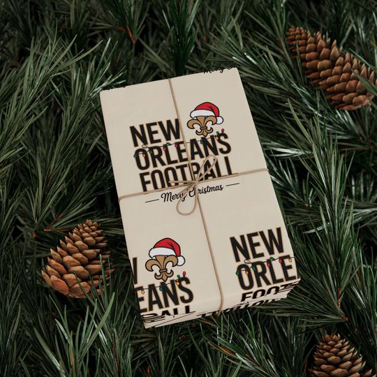 Discover New Orleans Football Merry Christmas Sports Gift Wrap, Holiday Present Wrap, Christmas Gift Wrap, Gift Packaging