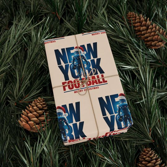 Discover New York Football Merry Christmas Sports Gift Wrap, Holiday Present Wrap, Christmas Gift Wrap, Gift Packaging