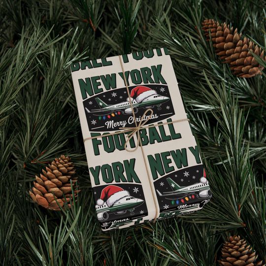 Discover New York Football Merry Christmas Sports Gift Wrap, Holiday Present Wrap, Christmas Gift Wrap, Gift Packaging