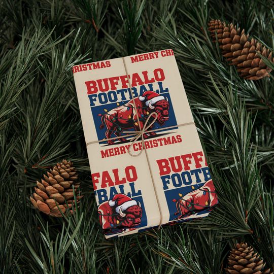 Discover Buffalo Football Merry Christmas Sports Gift Wrap, Holiday Present Wrap, Christmas Gift Wrap, Gift Packaging