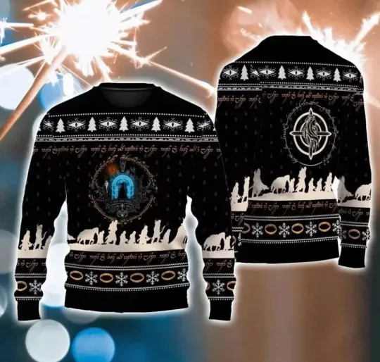 Discover Lord Of The Ring In Black Ugly Christmas Sweater Full Sizes S-5XL
