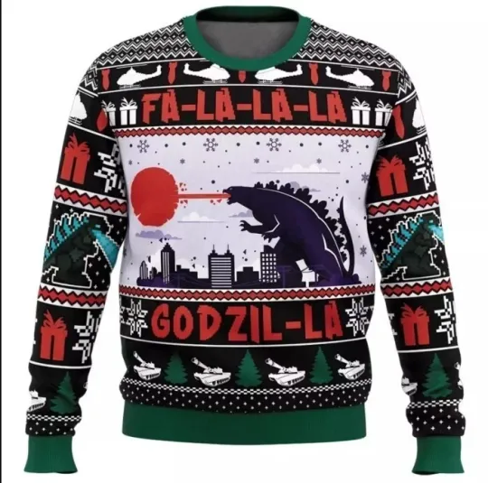 Falalala Godzil-la god zilla Ugly Christmas Sweater Xmas Shirt