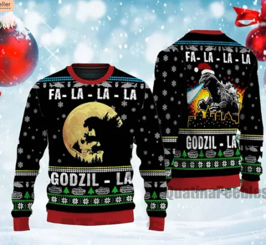 god zilla Ugly Christmas Sweater, Retro Vintage King of the Monsters Unisex Ugly