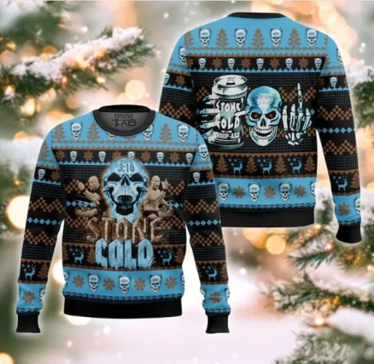 Discover Wrestling Superstar Ugly Christmas Sweater, Skull Hoops-Ass Jumper, Beer Drinkin