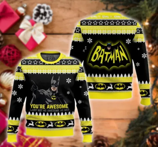 Discover Superhero Retro Ugly Christmas Sweater, Funny Awesome Quote Jumper, 60s Comic Xm