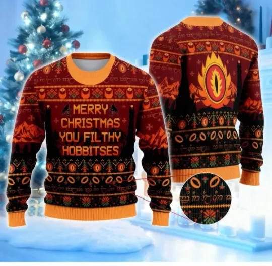 Discover Merry Christmas You Filthy Hobbitses Ugly Sweater, Funny Green Monster Ugly Swea