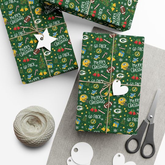 Discover Green Bay Packers Christmas Gift Wrap | Holiday Football Wrapping Paper