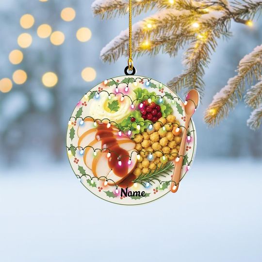 Personalized Thanksgiving Dinner Christmas Ornament, Food Cake Cuisine Ornament, Cooking Ornament Gift, Kitchen Ornament Decor
