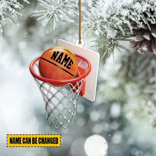 Discover Personalized Basketball Hoop Christmas Ornament, Basketball 2D Flat Ornament, Sport Keepsake Gift for Basketball player