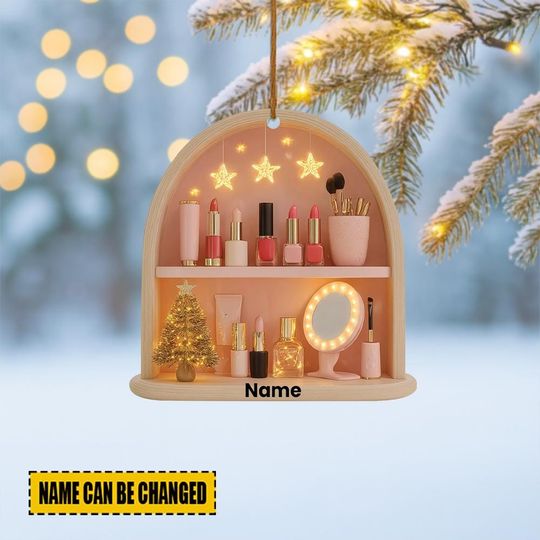 Discover Personalized Makeup Cabinet Christmas Ornament, Makeup Cosmetics Ornament, Makeup Artist Ornament, Beauty Salon Ornament Decor