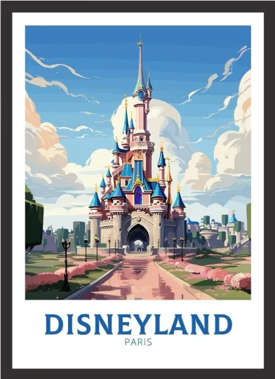 Disneyland Paris Poster Print, Castle, A4, Unframed Travel Souvenir