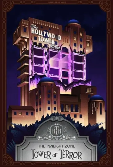Discover Disneyland Tower Of Terror Poster Print, A4, Unframed, Disney Souvenir